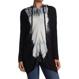 StitchDrop Black White Tie-Dye Hooded Pullover Tunic Small NWT
